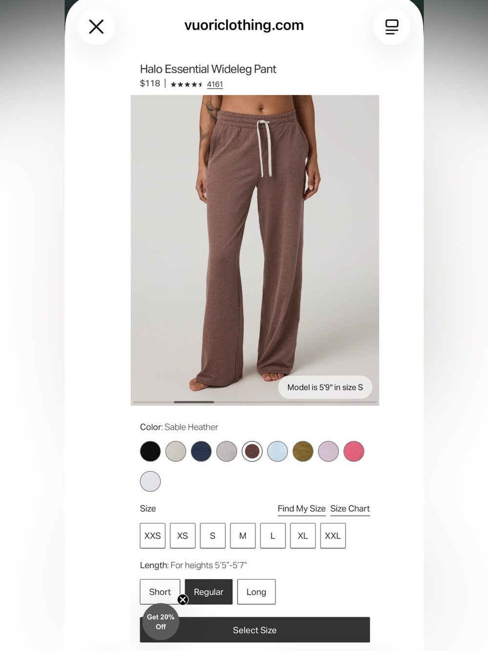 Vuori Womens XL Halo Essential Wide Leg Drawstring Lounge Pants - Heather Brown - Picture 14 of 14